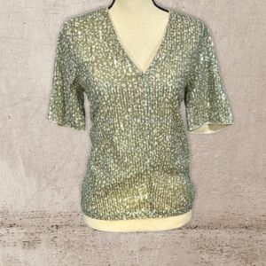Gabrielle Woven Sequin Top NWT